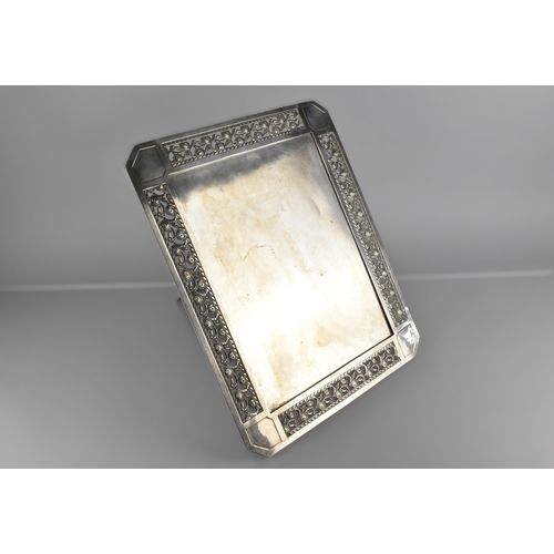 214 - An Early 20th Century French Secessionist Silver Plated Easel Back Table Frame of Canted Rectangular... 