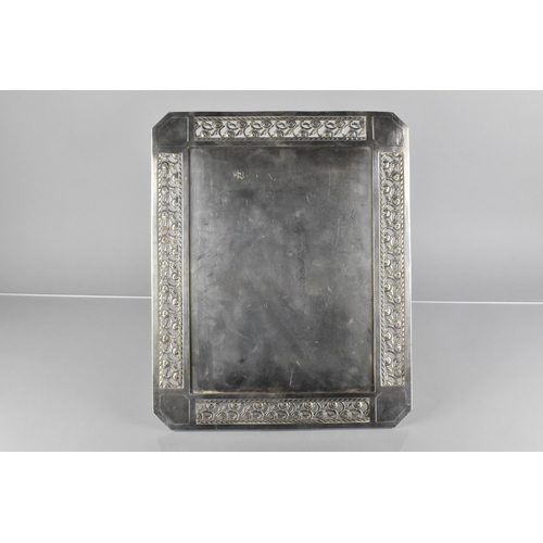 214 - An Early 20th Century French Secessionist Silver Plated Easel Back Table Frame of Canted Rectangular... 