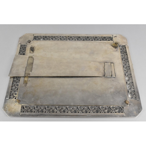 214 - An Early 20th Century French Secessionist Silver Plated Easel Back Table Frame of Canted Rectangular... 