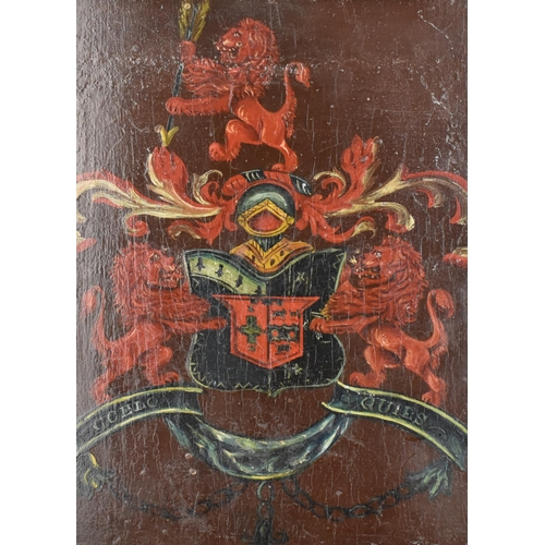 100 - A Georgian Oil on Panel Armorial Coaching Plaque 'Coelo Quies' (In Heaven There is Rest) Subject 12x... 