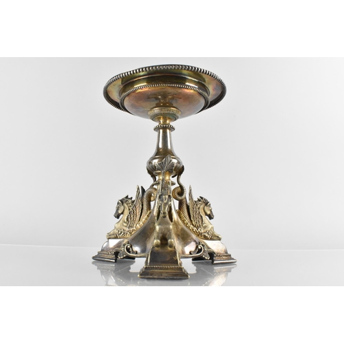 206 - A Victorian Silver Plated Centerpiece in the Classical Style, the Triform Base Modelled with Three H... 