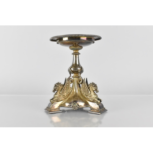 206 - A Victorian Silver Plated Centerpiece in the Classical Style, the Triform Base Modelled with Three H... 