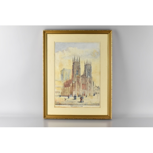 173 - Augustus Osborne Lamplough (1877-1930) Watercolour, York Minster 1896, Framed and Glazed, 40x51cm an... 