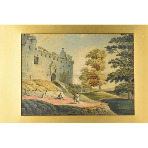 172 - Attributed to Paul Sandby (1725-1809) Pen, Ink and Watercolour, Edinburgh Castle, with Figures and G... 