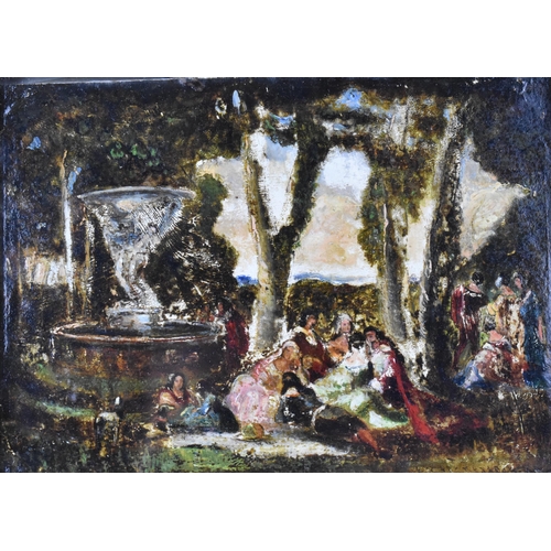 171 - After Frederick Pickergill, 19th Century Oil on Board 'The Picnic' Detailing Figures in Garden Setti... 