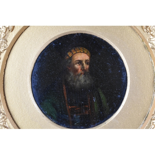 167 - An 18th/19th Century Dutch School Oil on Board, Portrait of Scholar, 10cm Diameter, In Gilt Square F... 