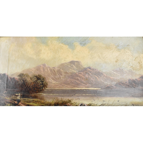 165 - John W. Morris (British 1865-1924), Oil on Canvas, Lake Scene with Figure and Mountains Signed, Subj... 