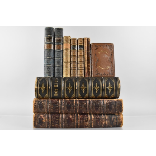 161 - Eleven 19th Century Leather Bound Books to Comprise Two Volumes Taylors Holy Living and Dying, Prove... 