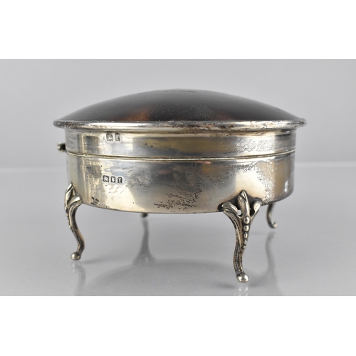 215 - A Victorian Silver and Tortoiseshell Pique-Work Trinket Box, The Top Decorated with Ribbons and Swag... 