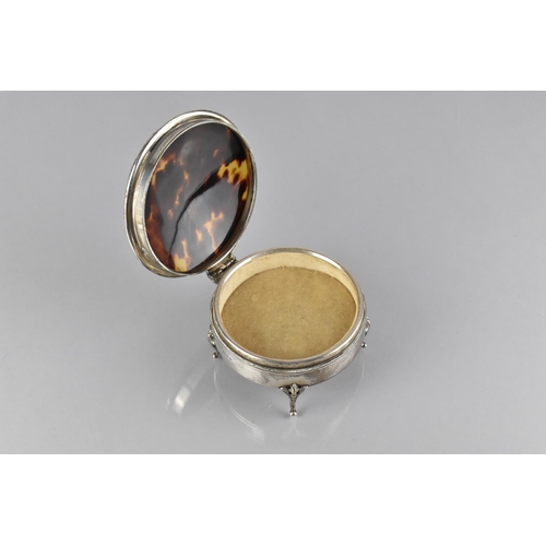 215 - A Victorian Silver and Tortoiseshell Pique-Work Trinket Box, The Top Decorated with Ribbons and Swag... 