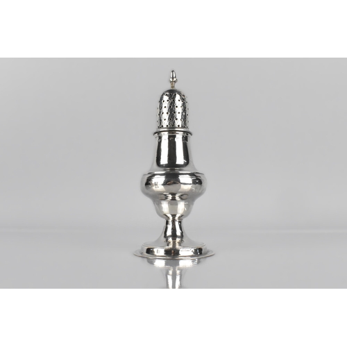 228 - A Georgian Silver Sifter with Acorn Finial the Body Having Ship Heraldic Crest, 14cm High, 71g