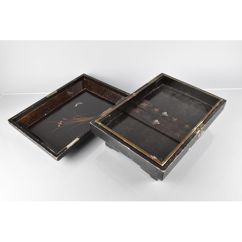 A 19th Century Japanese Black Lacquered Sewing/Work Box of
