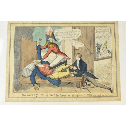 178 - An 18th Century Satirical Coloured Engraving, 'Burkeing the Constitution of E-g-D!!!', Published by ... 