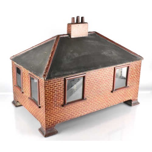 32 - An Early/Mid 20th Century Folk Art Type Model of a Red Brick Bungalow Having Two Opening Doors and R... 