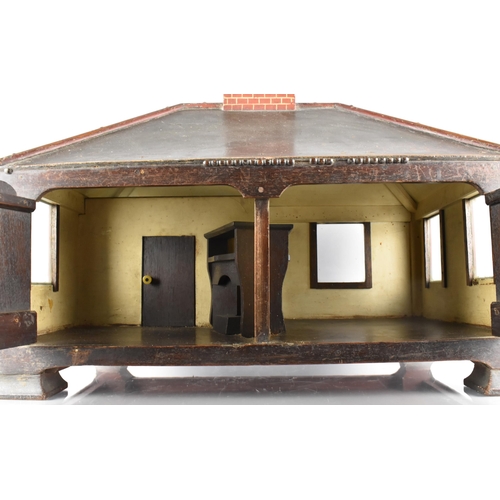 32 - An Early/Mid 20th Century Folk Art Type Model of a Red Brick Bungalow Having Two Opening Doors and R... 