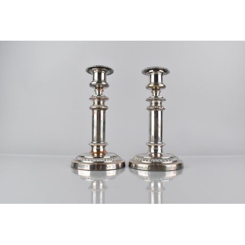 211 - A Pair of Early 19th Century Sheffield Plated Telescopic Candlesticks by Matthew Boulton, 20.5cm Hig... 