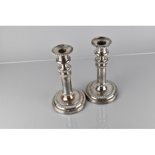 211 - A Pair of Early 19th Century Sheffield Plated Telescopic Candlesticks by Matthew Boulton, 20.5cm Hig... 