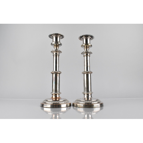 211 - A Pair of Early 19th Century Sheffield Plated Telescopic Candlesticks by Matthew Boulton, 20.5cm Hig... 