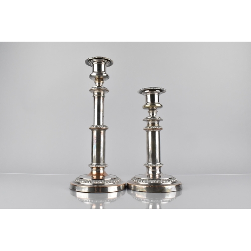 211 - A Pair of Early 19th Century Sheffield Plated Telescopic Candlesticks by Matthew Boulton, 20.5cm Hig... 