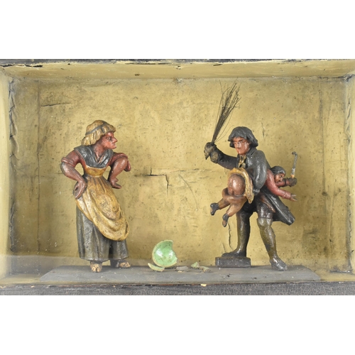 95 - A Victorian Diorama of Domestic Scene, Depicting a Broken Bowl, Displeased Mother and Father Punishi... 