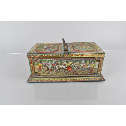 53 - An Early 20th Century Huntley and Palmers Two Division Biscuit Tin Decorated with Jousting Knights a... 