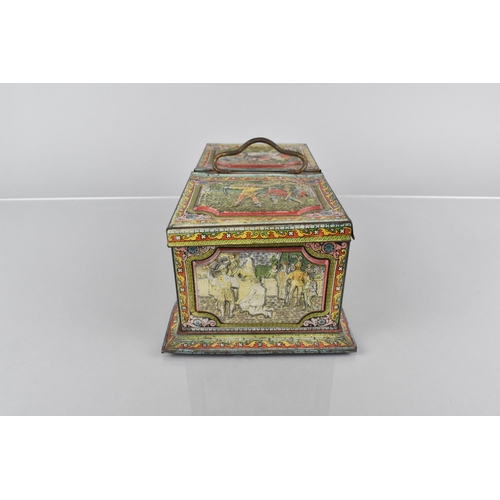 53 - An Early 20th Century Huntley and Palmers Two Division Biscuit Tin Decorated with Jousting Knights a... 