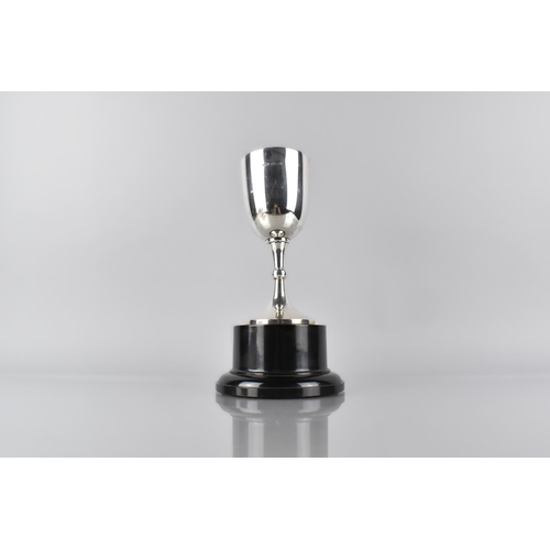 232 - A George V Silver Trophy by W.M & Co, London Hallmark 1914, On Wooden Plinth 149g, Trophy 8cm High a... 