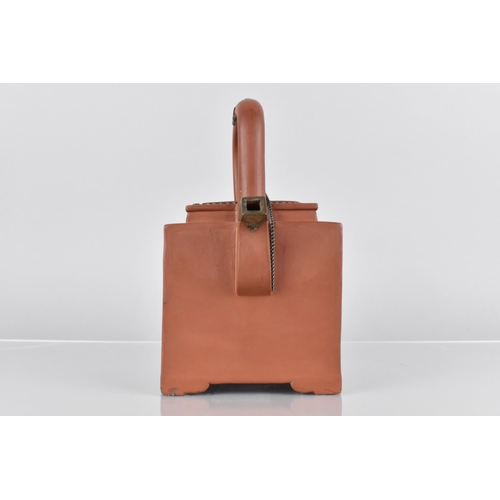 385 - A Chinese Qing Dynasty Yixing Teapot of Square Form with Two Compartments and Correlating Spouts Hav... 