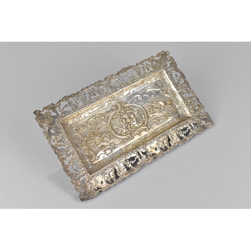 226 - A Late 19th Century Continental Silver Rectangular Tray Detailing Cherubs Amongst Scrolls and Foliag... 