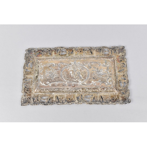 226 - A Late 19th Century Continental Silver Rectangular Tray Detailing Cherubs Amongst Scrolls and Foliag... 