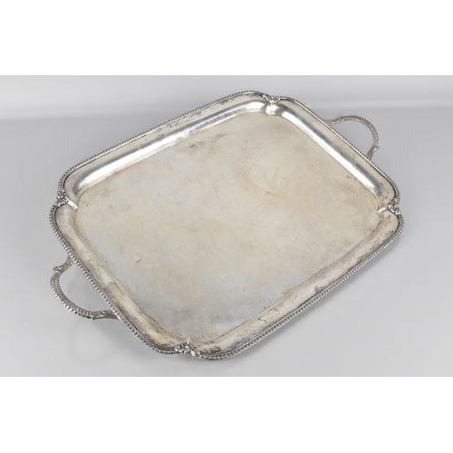 225 - A George V Silver Tray by Barker Brothers Silver Ltd, The Tray with Canted Edges, Gadrooned Trim and... 