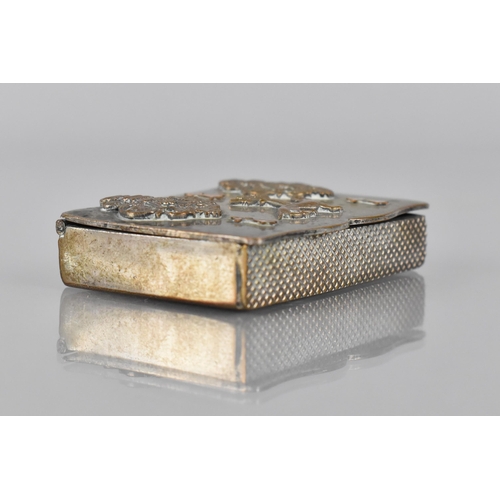 184 - A 19th Century Silver Plated Rectangular Snuff/Vesta Box, the Hinged Lid having Applied Greyhound an... 