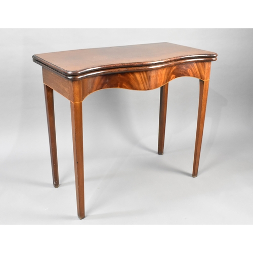 87 - A 19th Century Mahogany Serpentine Front Tea Table with Lift Top and Hinged Back Support, Rectangula... 