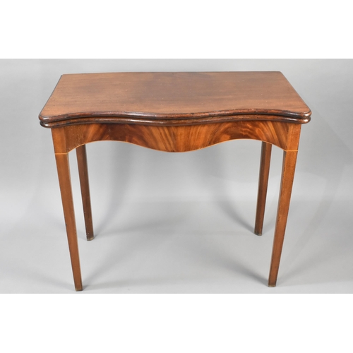 87 - A 19th Century Mahogany Serpentine Front Tea Table with Lift Top and Hinged Back Support, Rectangula... 