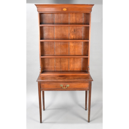 36 - A Small Late 19th/Early 20th Century String Inlaid Writing desk/Dresser with Single Long Drawer, Squ... 