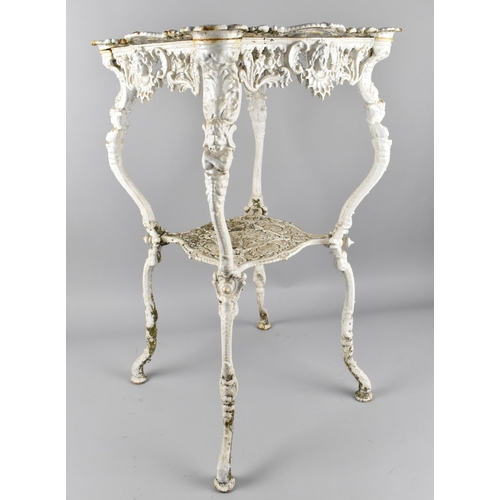 435 - A Victorian White Painted Cast Iron Washstand with Ornate Moulded and Pierced Decoration with Scroll... 