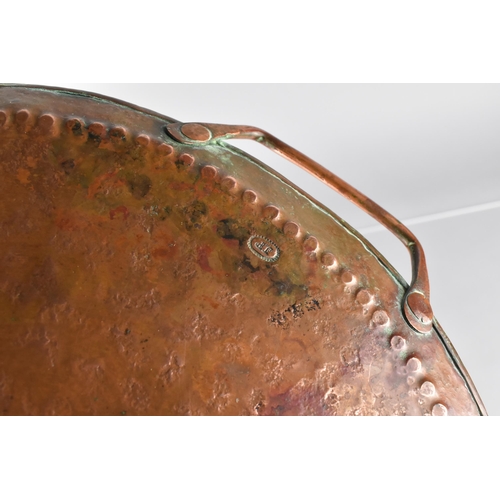 124 - A Late 19th Century Arts and Crafts Hammered Copper Tray, The Embossed Initials 'J.P' for John Pears... 