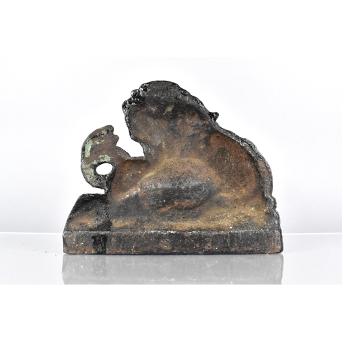 125 - A 19th Century Cast Iron Doorstop, Modelled as The Lion and Snake, an Allegory of Strength over Adve... 