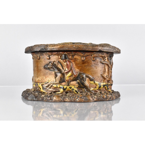 42 - A 19th Century Moulded Plaster Tobacco Box, Decorated with Scene from a Fox Hunt, with The Original ... 