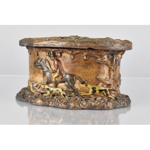 42 - A 19th Century Moulded Plaster Tobacco Box, Decorated with Scene from a Fox Hunt, with The Original ... 