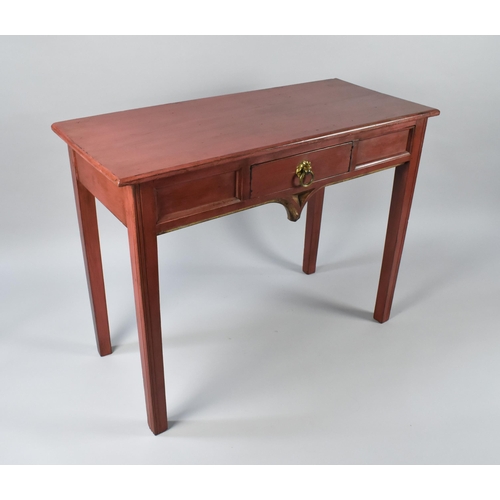 7 - A 19th Century Reformed Gothic Painted Pine Side Table, with a Plank Top Over a Shaped Frieze with P... 