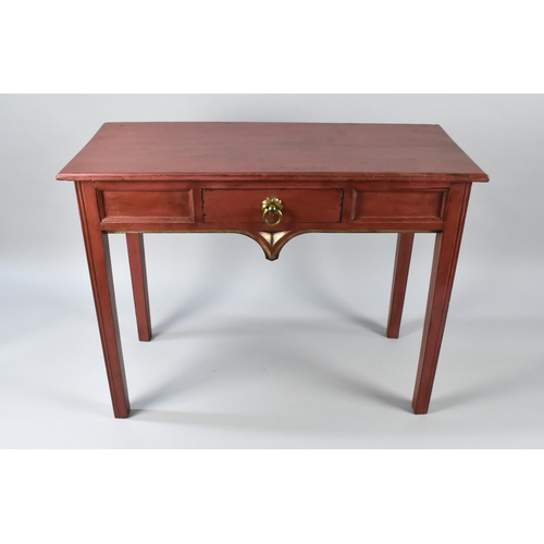 7 - A 19th Century Reformed Gothic Painted Pine Side Table, with a Plank Top Over a Shaped Frieze with P... 