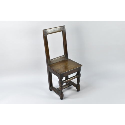 442 - An 18th Century Country Made Side Chair with an Open Back Over Plank Seat and Turned Front Legs Unit... 