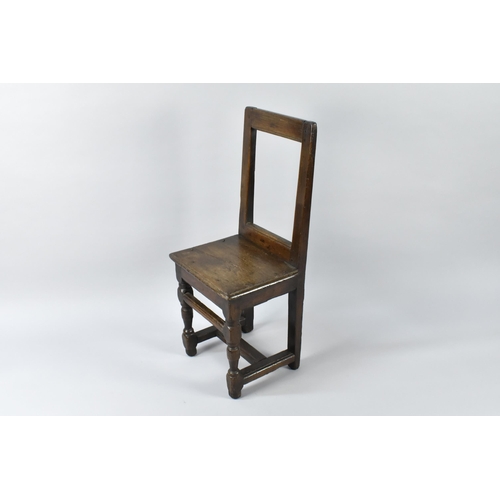 442 - An 18th Century Country Made Side Chair with an Open Back Over Plank Seat and Turned Front Legs Unit... 