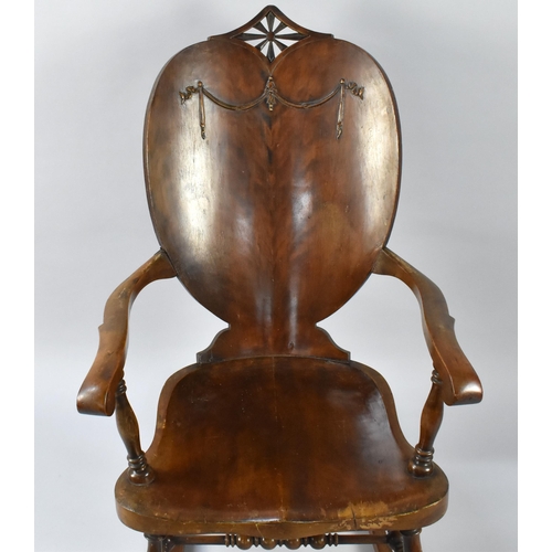 443 - A Late 19th Century Biedermeier Birchwood Rocking Chair, Having a Shaped Back with Neoclassical Carv... 