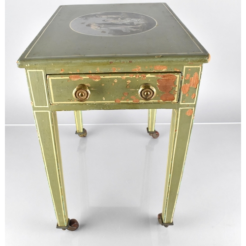 8 - A 19th Century Painted Pine Low Table, The Top Painted with a Neoclassical Panel After Angelica Kauf... 