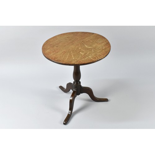 444 - An 18th Century III Country-Made Oak Tripod Table, Having Circular Top with Reeded Edge, Over a Turn... 