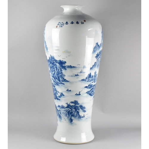 426 - A Large 20th Century Chinese Blue and White Porcelain Vase of Meiping Form Decorated with Valley Sce... 