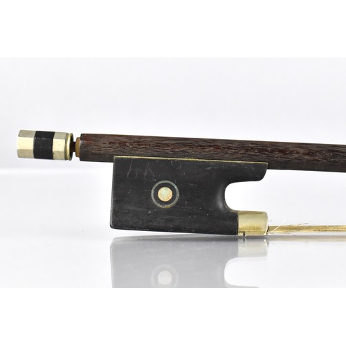 118 - A 19th Century English Violin Bow, The Octagonal Body with White Metal Adjuster, Ebony and Mother of... 