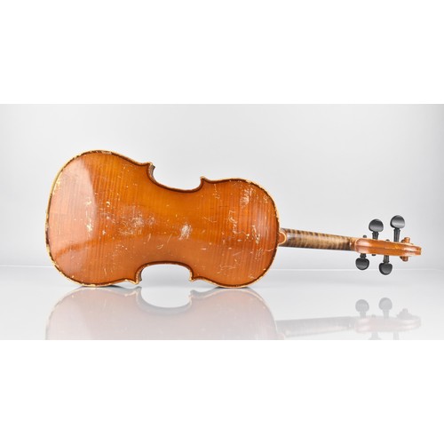 110 - An Early 20th Violin with Paper Label for The Metro Violin Class Organisation, 36cm Body